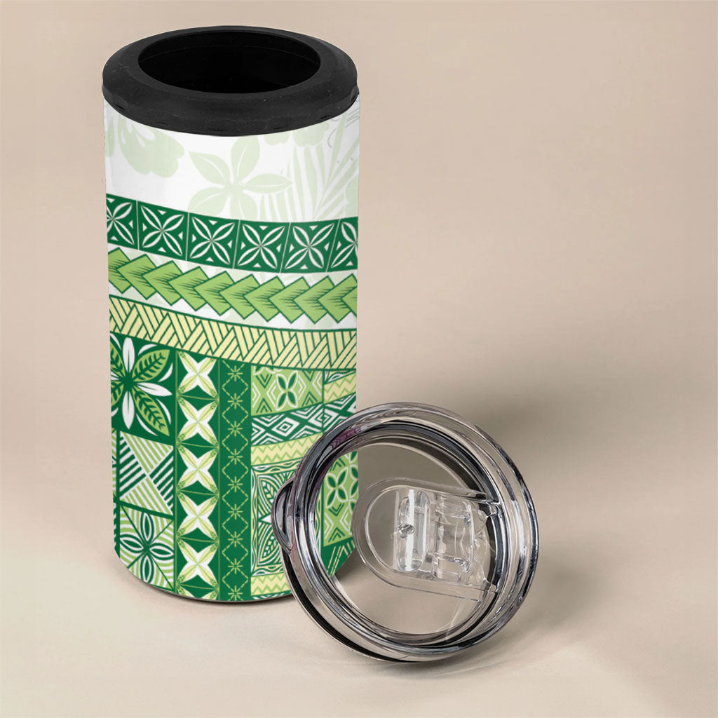 Samoa Mamanu Siapo Forest Green 4 in 1 Can Cooler Tumbler Tatau Malie