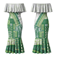 Samoa Mamanu Siapo Forest Green Couples Matching Mermaid Dress and Hawaiian Shirt Tatau Malie LT7 - Polynesian Pride