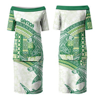 Samoa Mamanu Siapo Forest Green Family Matching Puletasi and Hawaiian Shirt Tatau Malie