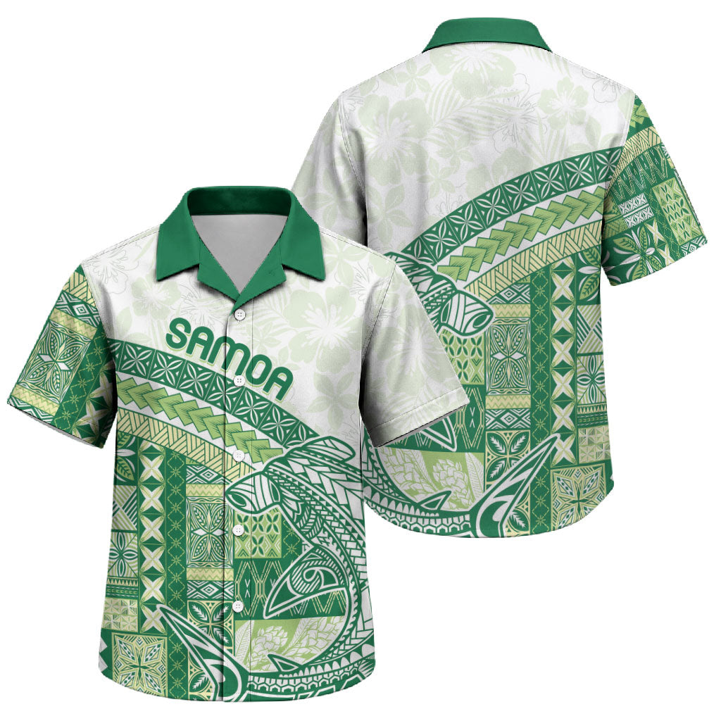 Samoa Mamanu Siapo Forest Green Family Matching Short Sleeve Bodycon Dress and Hawaiian Shirt Tatau Malie LT7 Son's Shirt Forest Green - Polynesian Pride
