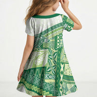 Samoa Mamanu Siapo Forest Green Kid Short Sleeve Dress Tatau Malie