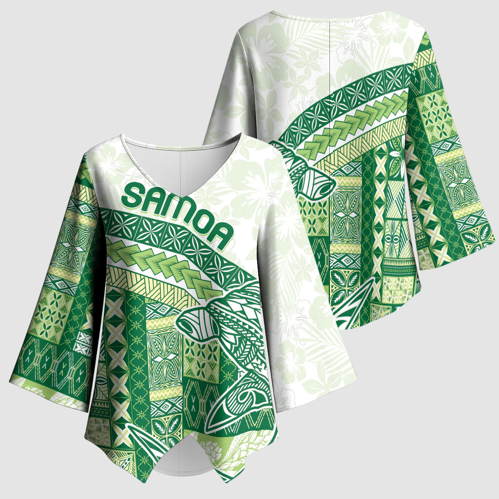 Samoa Mamanu Siapo Forest Green Kimono Sleeve Blouse Tatau Malie