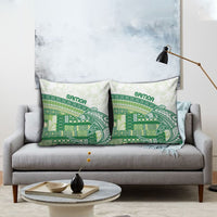 Samoa Mamanu Siapo Forest Green Pillow Cover Tatau Malie