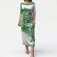 Samoa Mamanu Siapo Forest Green Puletasi Tatau Malie