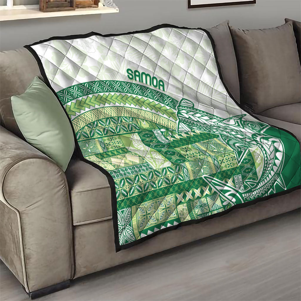 Samoa Mamanu Siapo Forest Green Quilt Tatau Malie