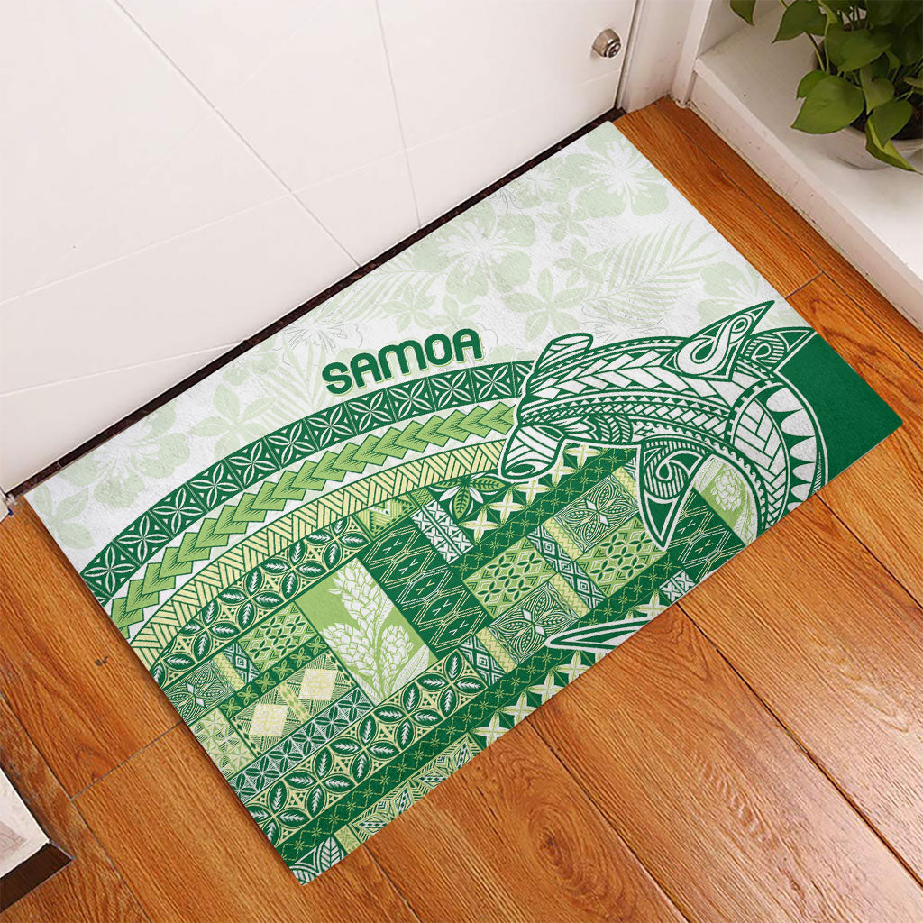 Samoa Mamanu Siapo Forest Green Rubber Doormat Tatau Malie
