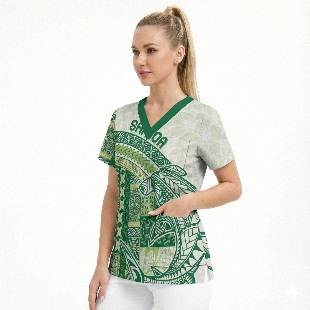 Samoa Mamanu Siapo Forest Green Scrub Top Tatau Malie