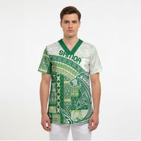Samoa Mamanu Siapo Forest Green Scrub Top Tatau Malie