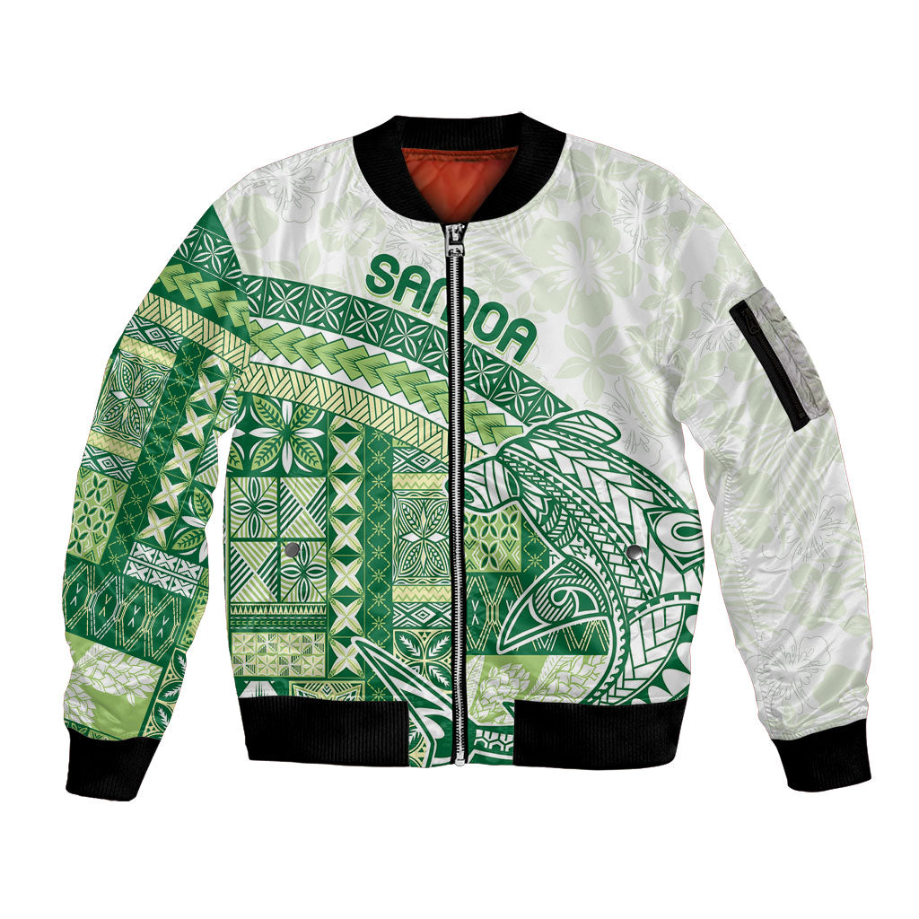 Samoa Mamanu Siapo Forest Green Sleeve Zip Bomber Jacket Tatau Malie
