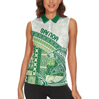 Samoa Mamanu Siapo Forest Green Women Sleeveless Polo Shirt Tatau Malie