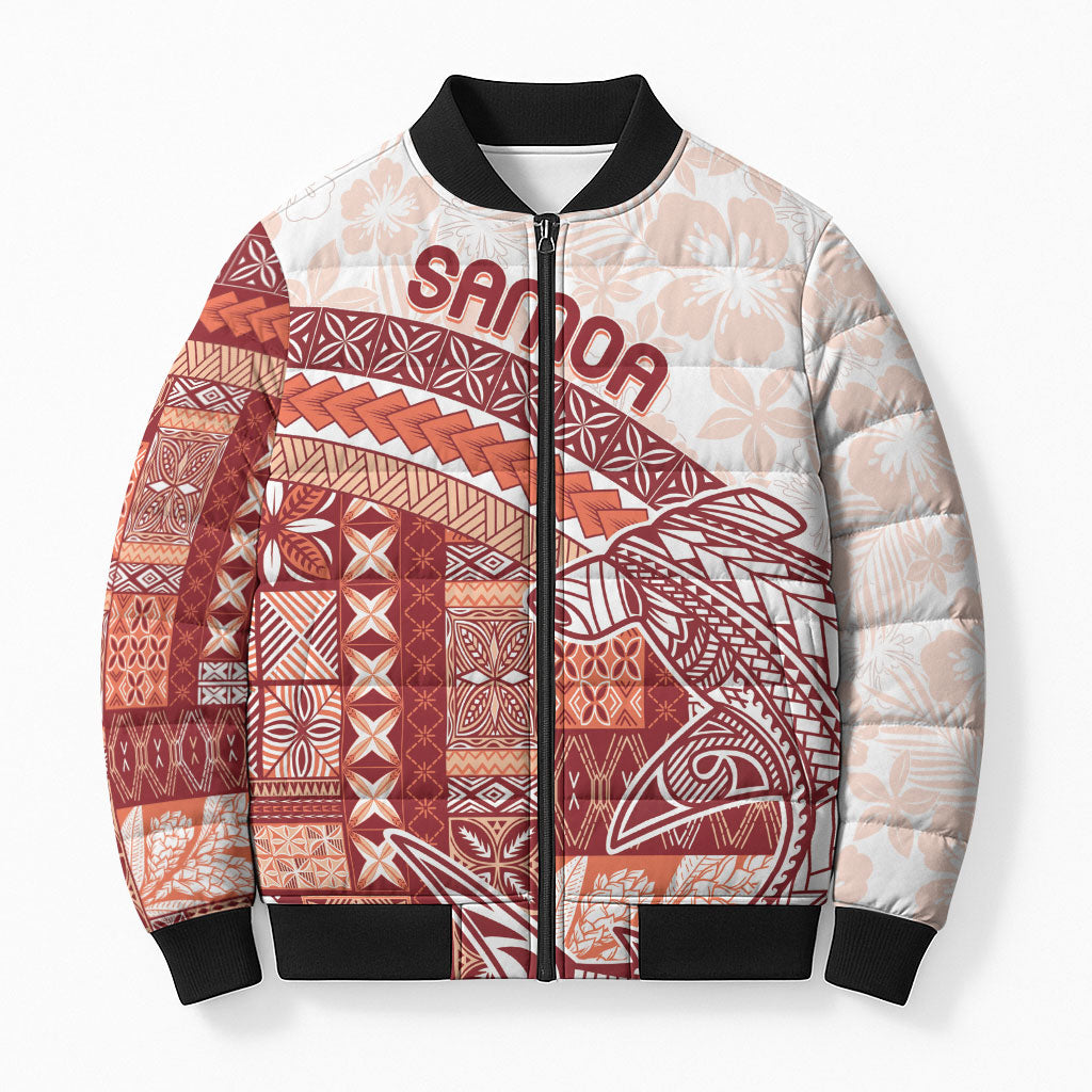 Samoa Mamanu Siapo Crimson Bomber Puffer Jacket Tatau Malie