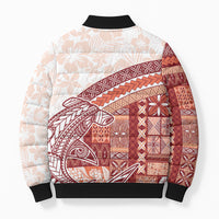Samoa Mamanu Siapo Crimson Bomber Puffer Jacket Tatau Malie