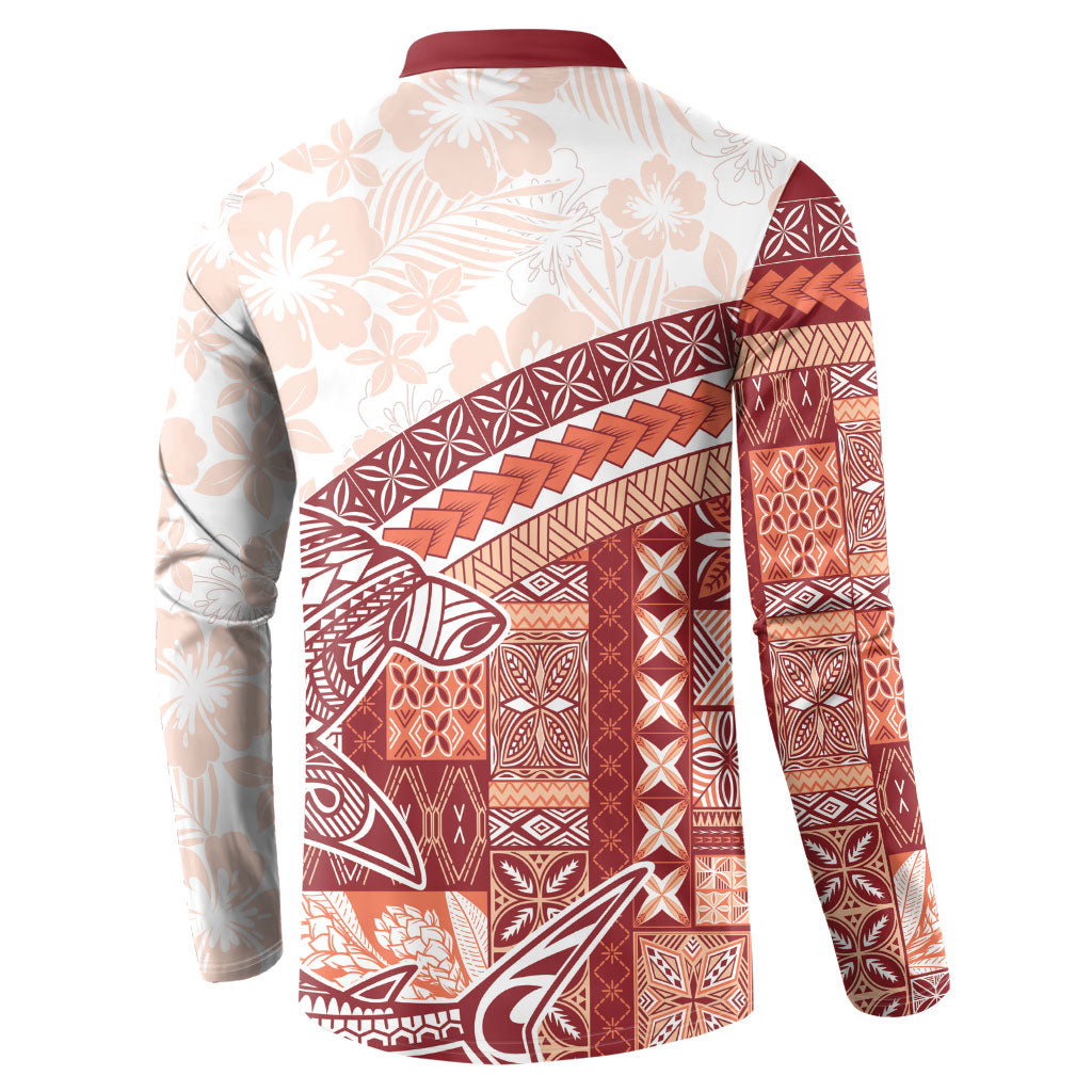 Samoa Mamanu Siapo Crimson Button Sweatshirt Tatau Malie