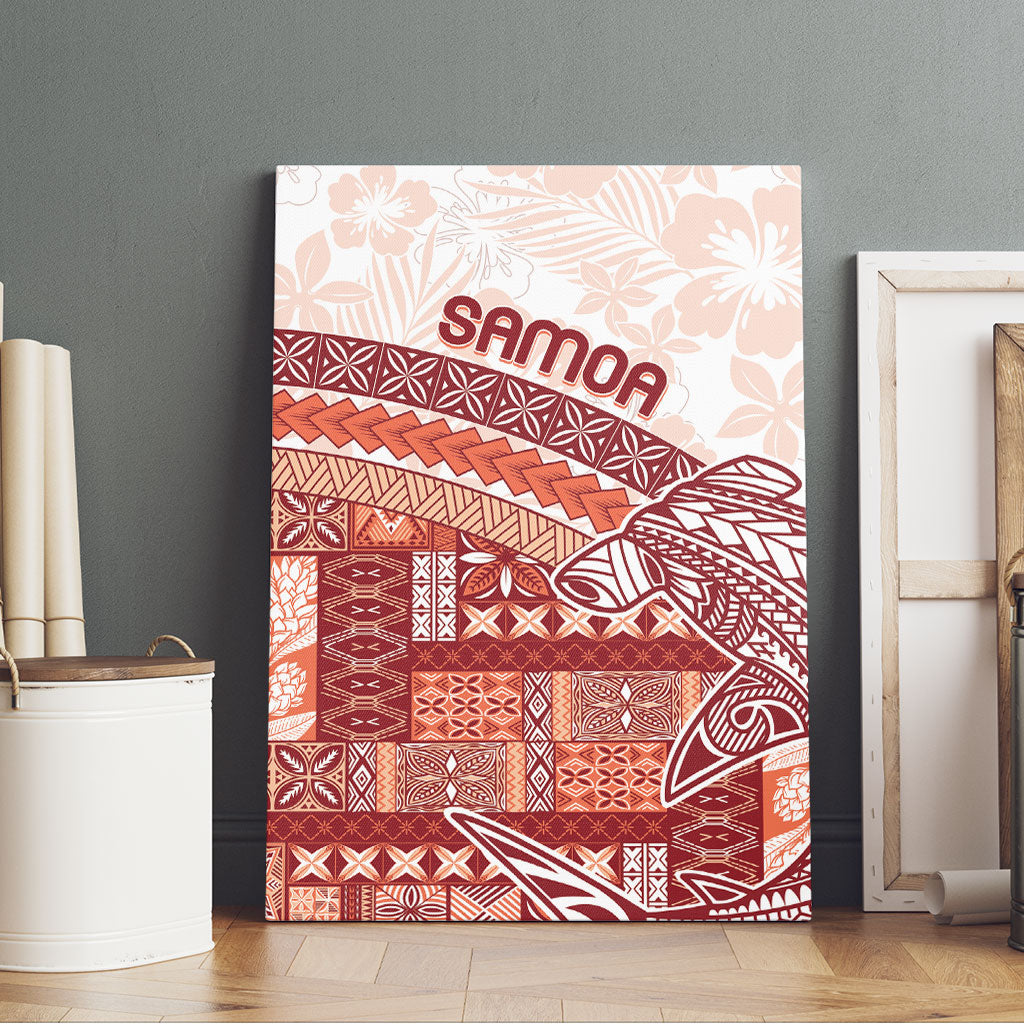 Samoa Mamanu Siapo Crimson Canvas Wall Art Tatau Malie