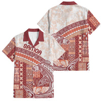 Samoa Mamanu Siapo Crimson Family Matching Off Shoulder Maxi Dress and Hawaiian Shirt Tatau Malie