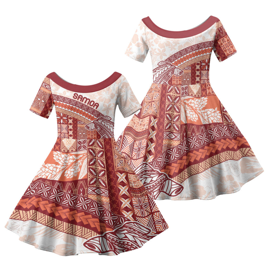 Samoa Mamanu Siapo Crimson Family Matching Tank Maxi Dress and Hawaiian Shirt Tatau Malie