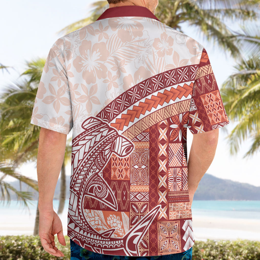 Samoa Mamanu Siapo Crimson Hawaiian Shirt Tatau Malie