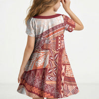 Samoa Mamanu Siapo Crimson Kid Short Sleeve Dress Tatau Malie