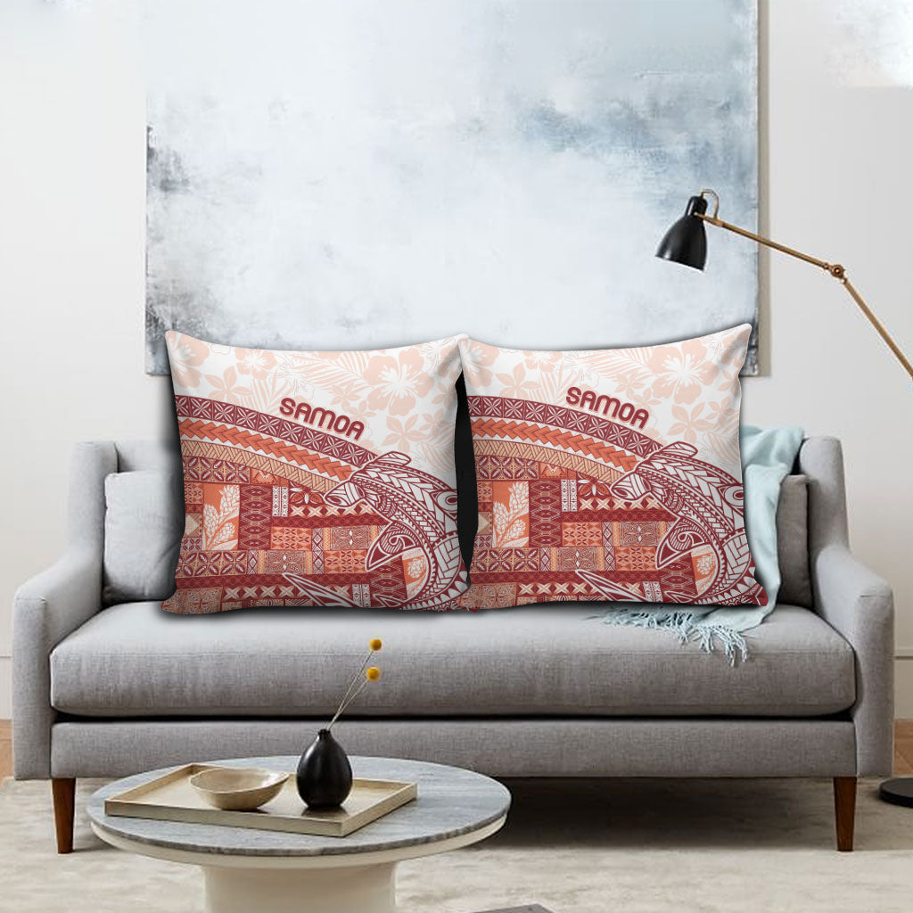 Samoa Mamanu Siapo Crimson Pillow Cover Tatau Malie