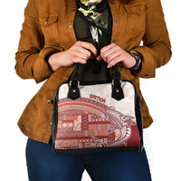 Samoa Mamanu Siapo Crimson Shoulder Handbag Tatau Malie