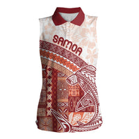 Samoa Mamanu Siapo Crimson Women Sleeveless Polo Shirt Tatau Malie