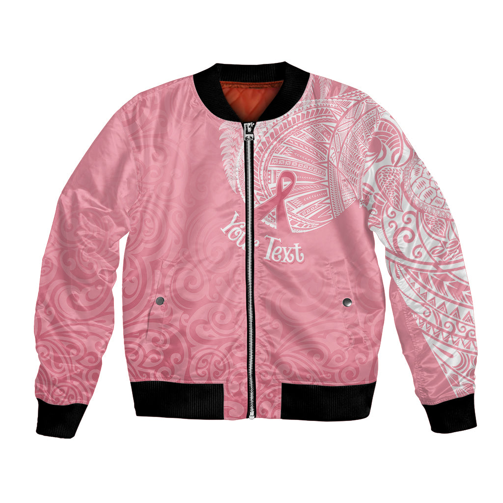 Personalised New Zealand Bomber Jacket Pink Ribbon Tattoo Mix Silver Fern LT7 Unisex Pink - Polynesian Pride