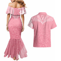 personalised-new-zealand-couples-matching-mermaid-dress-and-hawaiian-shirt-pink-ribbon-tattoo-mix-silver-fern