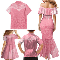 personalised-new-zealand-family-matching-mermaid-dress-and-hawaiian-shirt-pink-ribbon-tattoo-mix-silver-fern