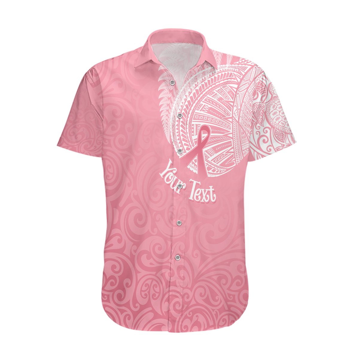 Personalised New Zealand Hawaiian Shirt Pink Ribbon Tattoo Mix Silver Fern LT7 Pink - Polynesian Pride