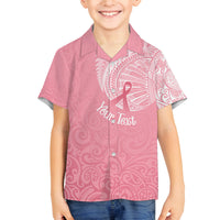 Personalised New Zealand Kid Hawaiian Shirt Pink Ribbon Tattoo Mix Silver Fern LT7 - Polynesian Pride