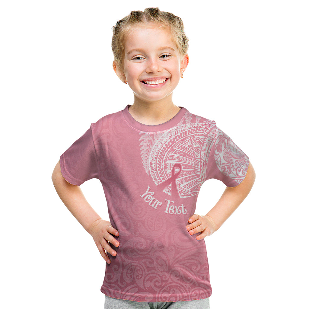 Personalised New Zealand Kid T Shirt Pink Ribbon Tattoo Mix Silver Fern LT7 Pink - Polynesian Pride