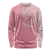 Personalised New Zealand Long Sleeve Shirt Pink Ribbon Tattoo Mix Silver Fern LT7 Unisex Pink - Polynesian Pride