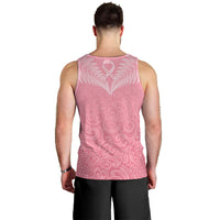 Personalised New Zealand Men Tank Top Pink Ribbon Tattoo Mix Silver Fern LT7 - Polynesian Pride