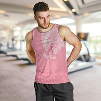Personalised New Zealand Men Tank Top Pink Ribbon Tattoo Mix Silver Fern LT7 - Polynesian Pride