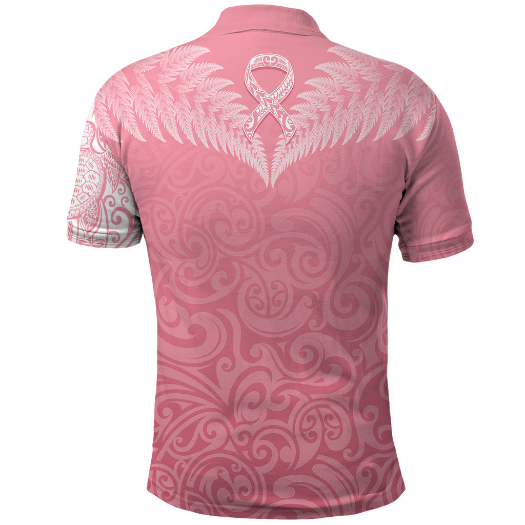 Personalised New Zealand Polo Shirt Pink Ribbon Tattoo Mix Silver Fern LT7 - Polynesian Pride