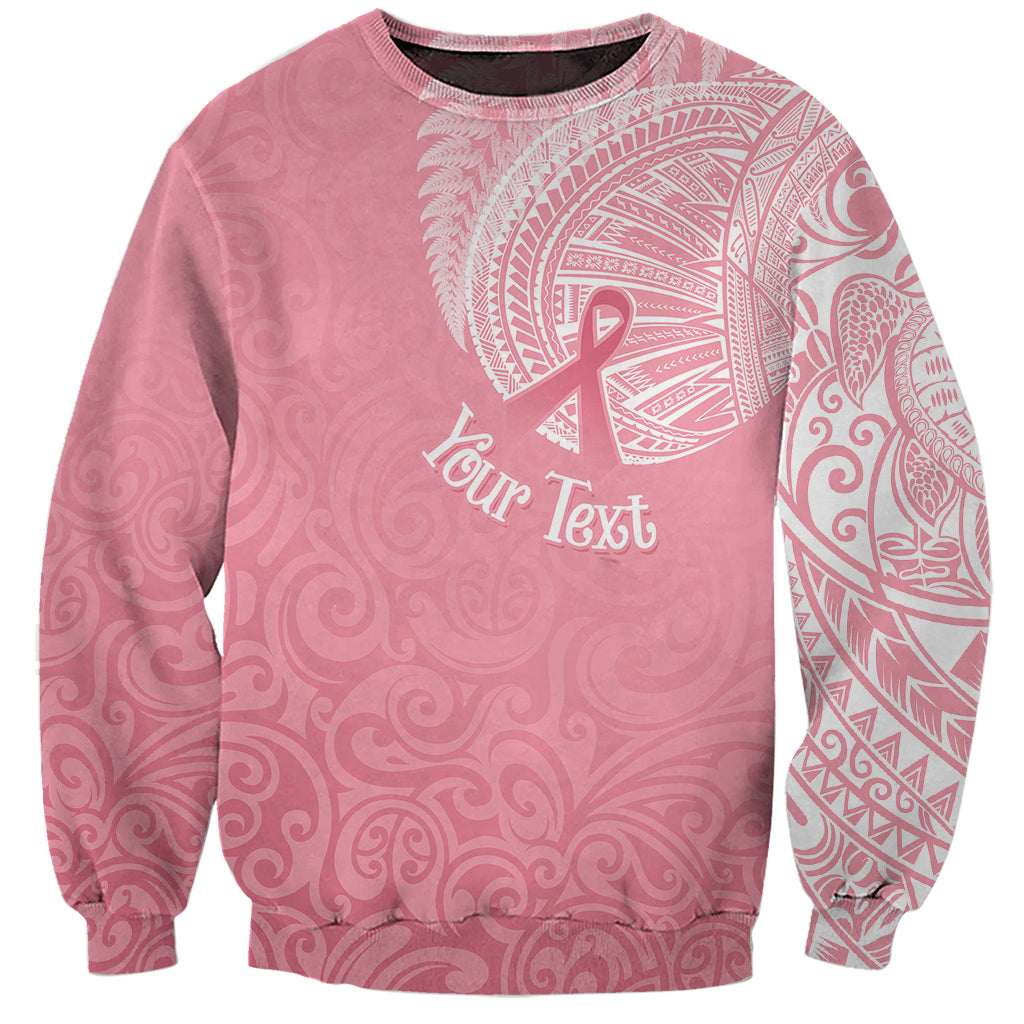 Personalised New Zealand Sweatshirt Pink Ribbon Tattoo Mix Silver Fern LT7 Unisex Pink - Polynesian Pride