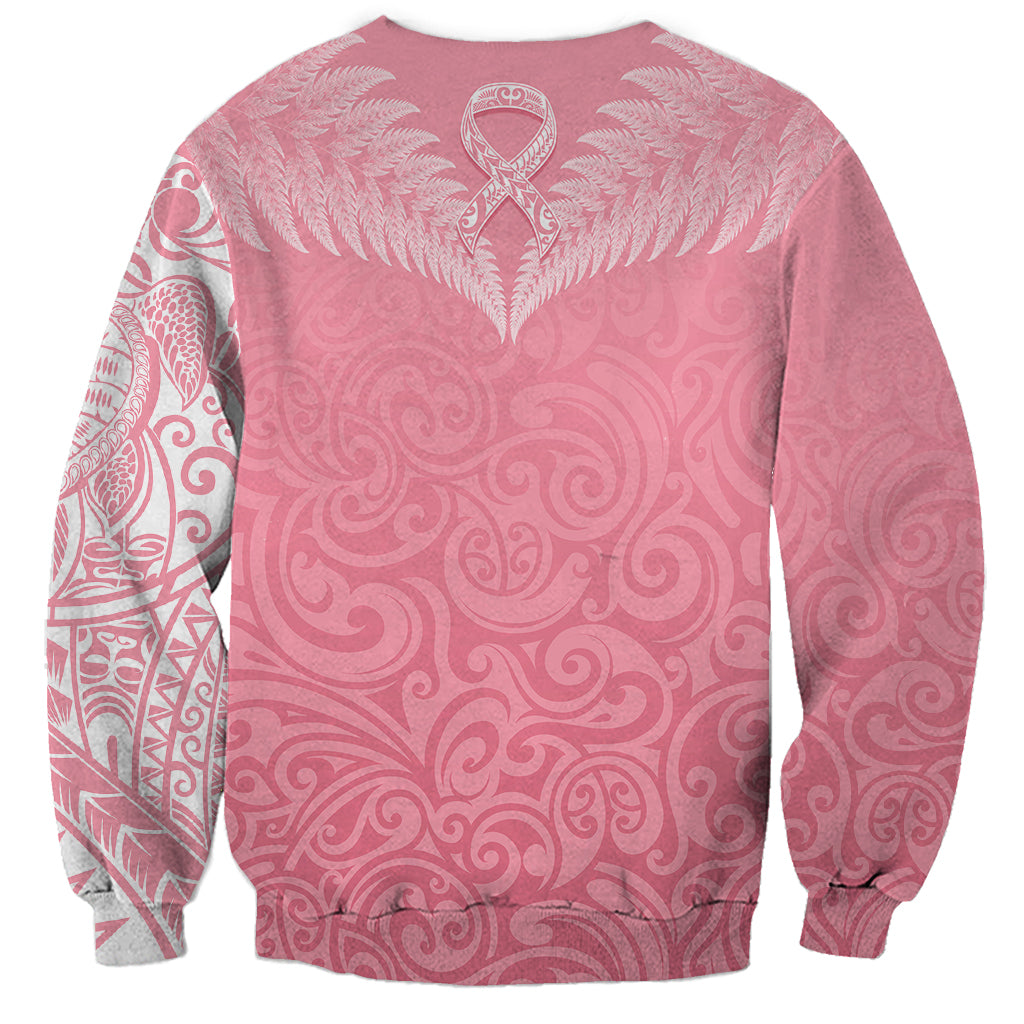 Personalised New Zealand Sweatshirt Pink Ribbon Tattoo Mix Silver Fern LT7 - Polynesian Pride