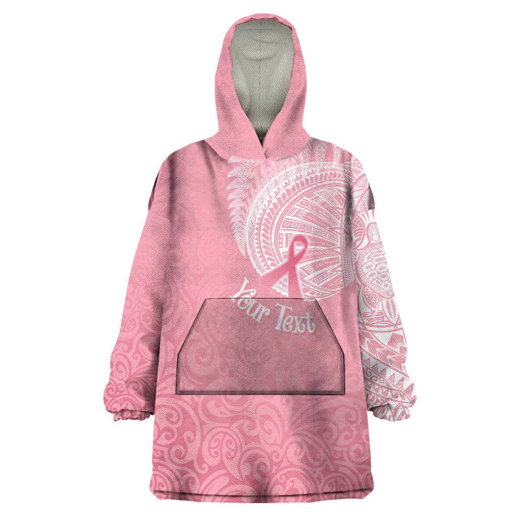 Personalised New Zealand Wearable Blanket Hoodie Pink Ribbon Tattoo Mix Silver Fern LT7 One Size Pink - Polynesian Pride
