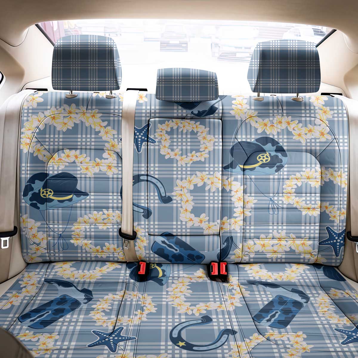 Aloha Hawaii Paniolo Jeans Palaka Back Car Seat Cover Coastal Rodeo - Polynesian Pride