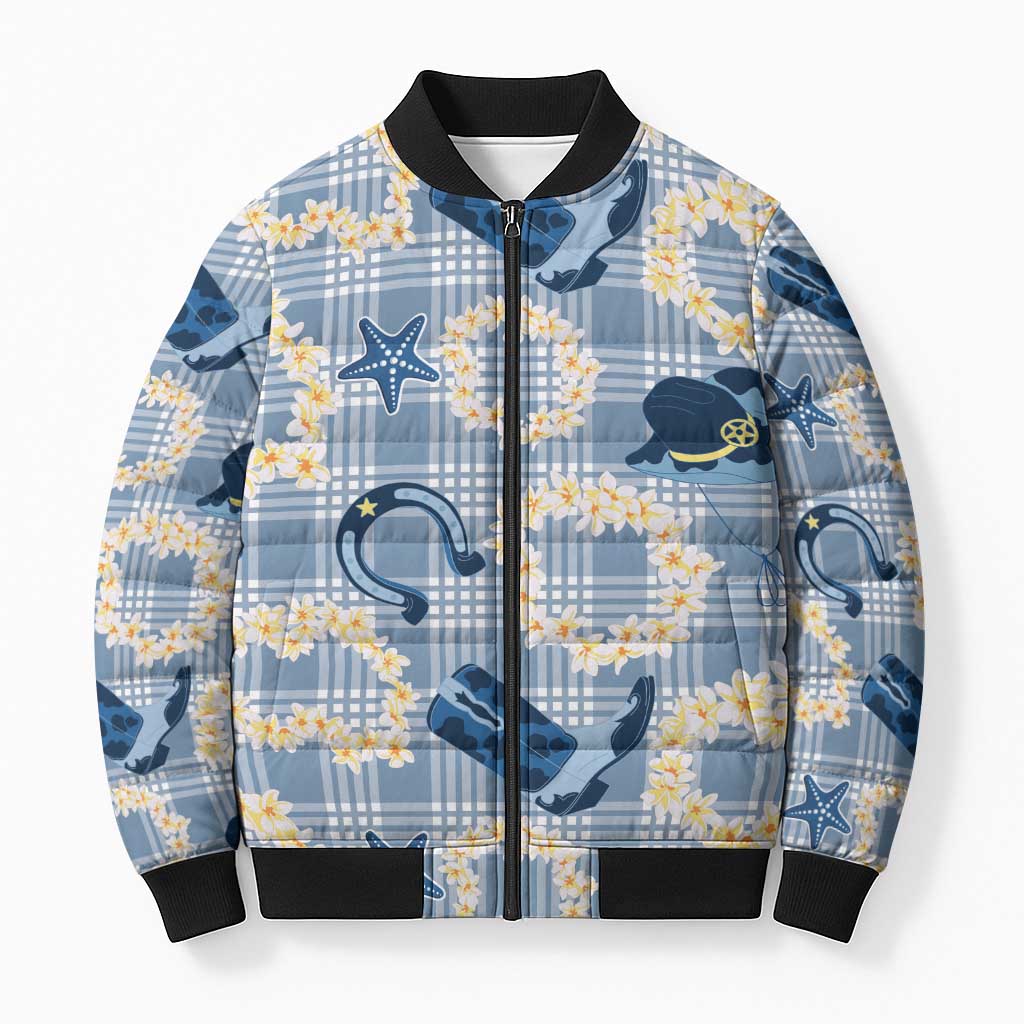 Aloha Hawaii Paniolo Jeans Palaka Bomber Puffer Jacket Coastal Rodeo LT7 Unisex Pastel Blue - Polynesian Pride