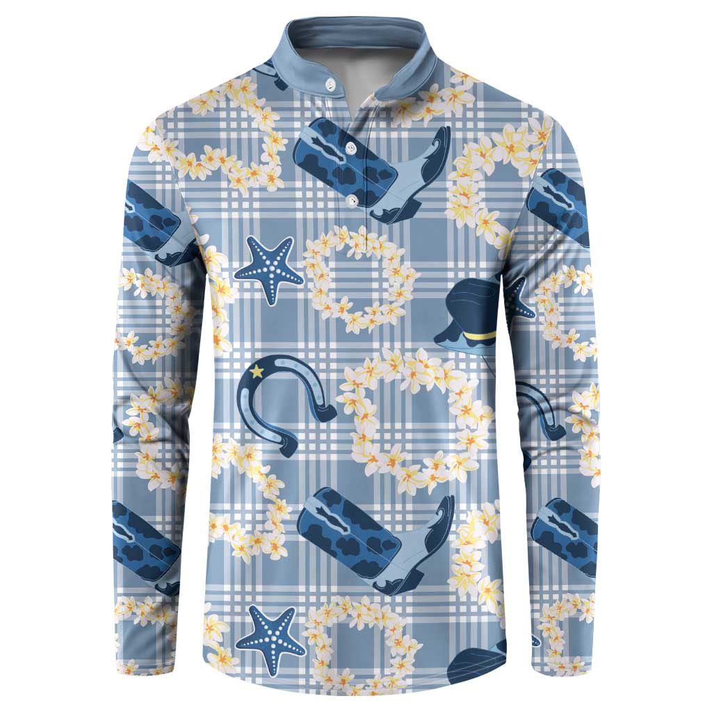 Aloha Hawaii Paniolo Jeans Palaka Button Sweatshirt Coastal Rodeo LT7 Pastel Blue - Polynesian Pride