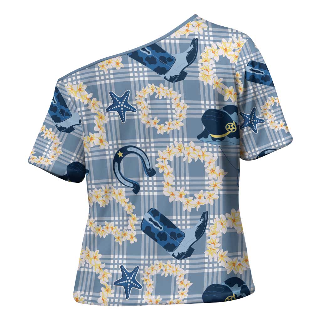 Aloha Hawaii Paniolo Jeans Palaka Cross Shoulder Shirt Coastal Rodeo LT7 - Polynesian Pride