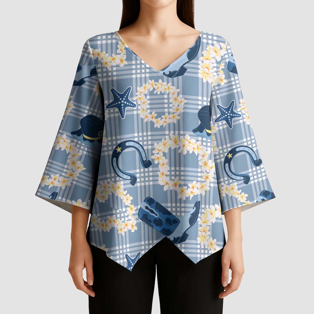 Aloha Hawaii Paniolo Jeans Palaka Kimono Sleeve Blouse Coastal Rodeo LT7 - Polynesian Pride