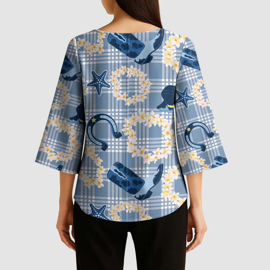 Aloha Hawaii Paniolo Jeans Palaka Kimono Sleeve Blouse Coastal Rodeo LT7 - Polynesian Pride