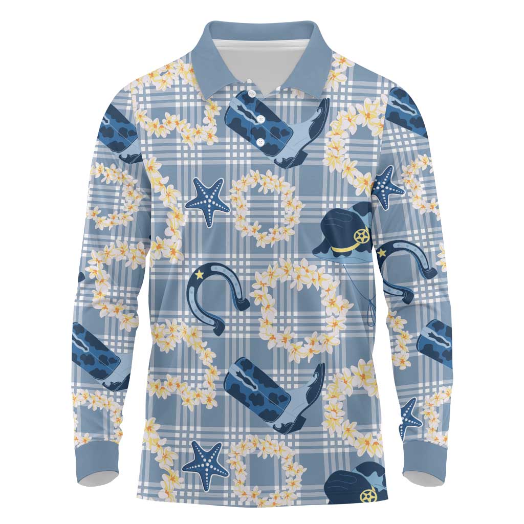 Aloha Hawaii Paniolo Jeans Palaka Long Sleeve Polo Shirt Coastal Rodeo - Polynesian Pride