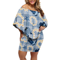 Aloha Hawaii Paniolo Jeans Palaka Off Shoulder Short Dress Coastal Rodeo - Polynesian Pride