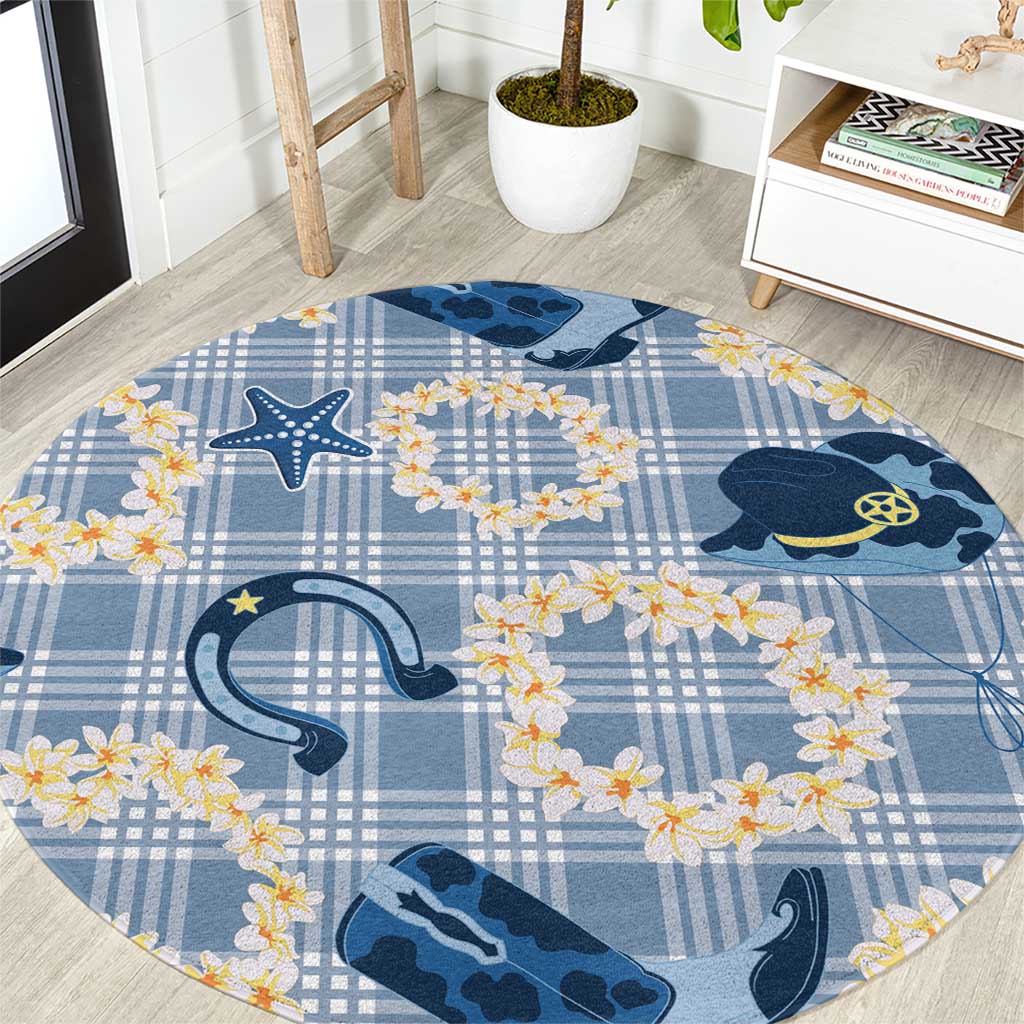 Aloha Hawaii Paniolo Jeans Palaka Round Carpet Coastal Rodeo - Polynesian Pride