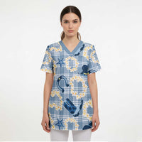 Aloha Hawaii Paniolo Jeans Palaka Scrub Top Coastal Rodeo - Polynesian Pride