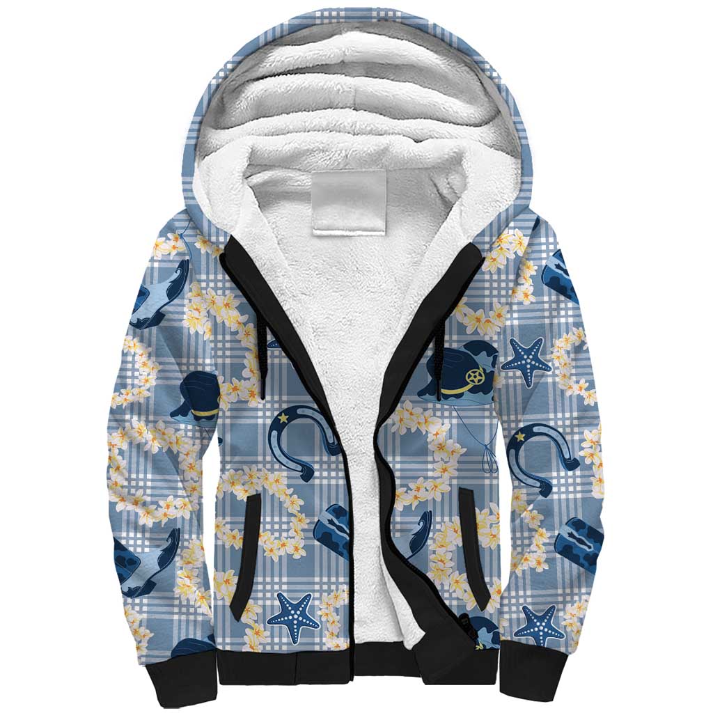 Aloha Hawaii Paniolo Jeans Palaka Sherpa Hoodie Coastal Rodeo LT7 Unisex Pastel Blue - Polynesian Pride