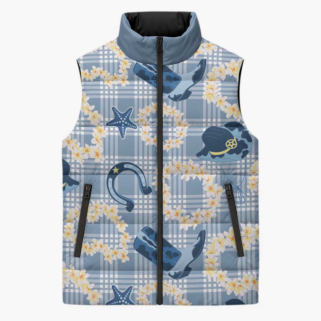Aloha Hawaii Paniolo Jeans Palaka Sleeveless Puffer Jacket Coastal Rodeo LT7 Unisex Pastel Blue - Polynesian Pride